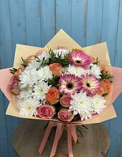 Букет цветов из:  Розы, Герберы и Хризантемы #REPLACE_PRED# Ивановское