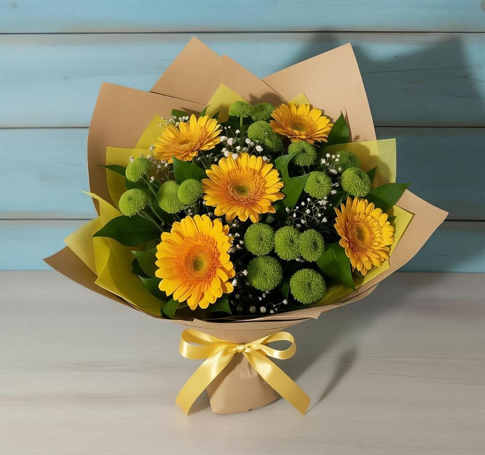 Букет цветов из: Герберы и Хризантемы в Ивановское