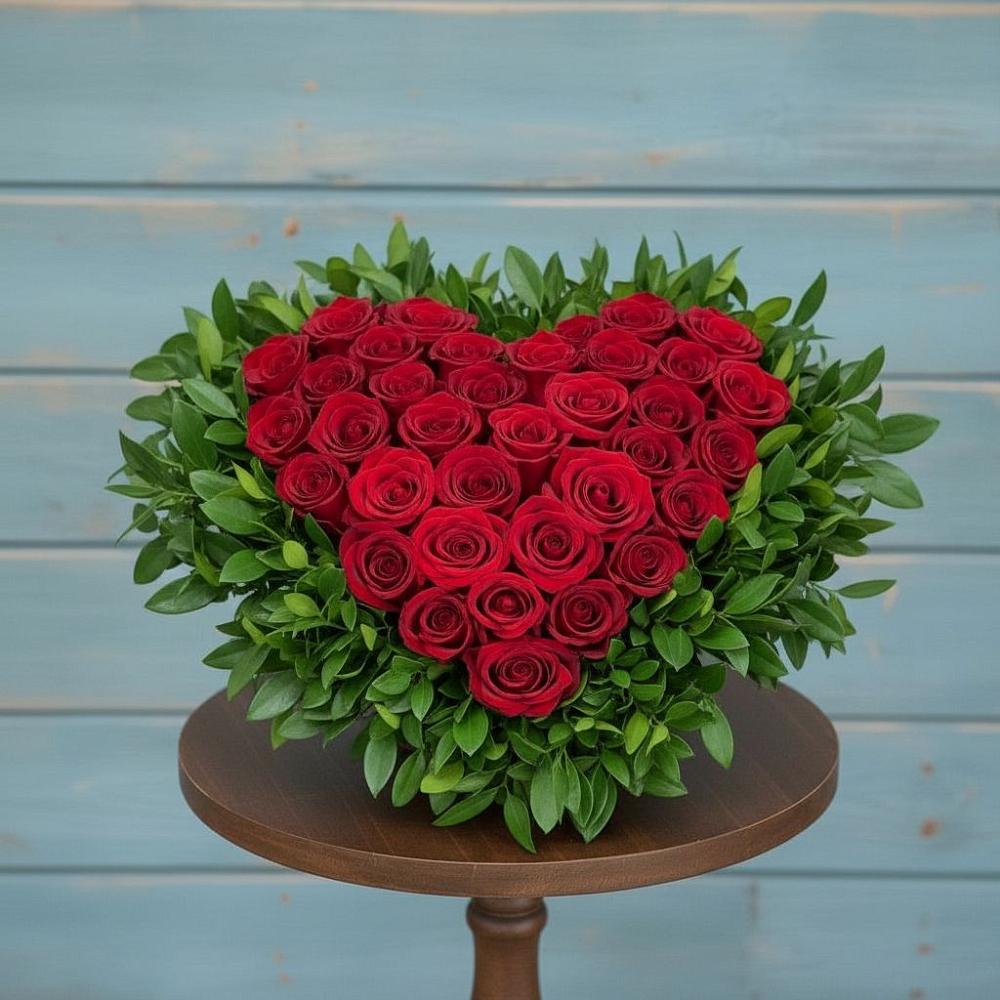 Цветочная композиция из Розы в виде сердца в Ивановское