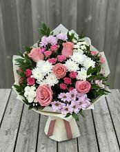 Букет цветов из:  Альстромерии, Гвоздики, Розы и Хризантемы в Ивановское