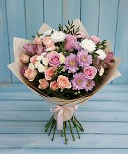 Букет цветов из:  Хризантемы, Розы и Альстромерии в Ивановское