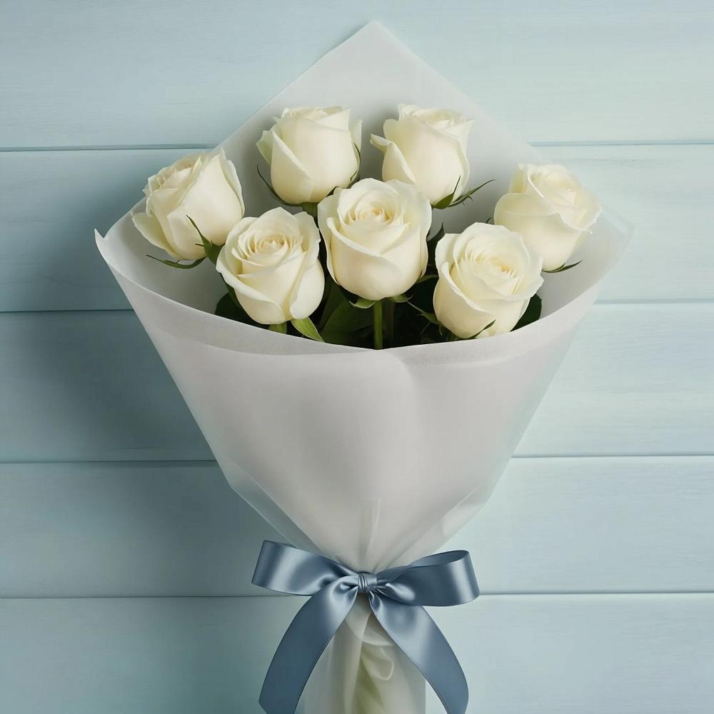 Букет 7 Белых роз Эдлесс Лав в Ивановское
