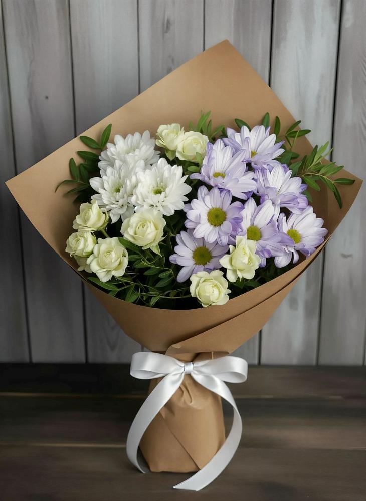 Букет цветов из: Хризантемы и Розы в Ивановское